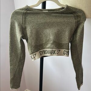 Gymshark Green Fitted Long Sleeve Crop Top